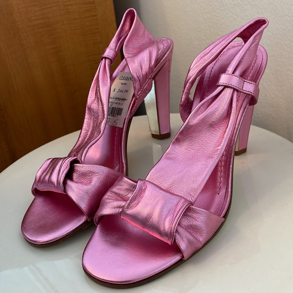 Diane Von Furstenberg DvF Metallic Pink Heels Sandals 7.5